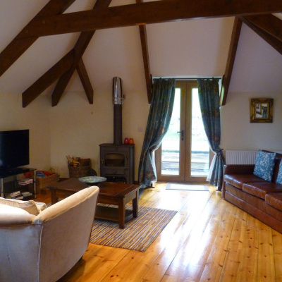 Living area with wood burner