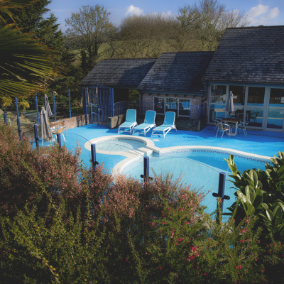 Heated outdoor pool in summer