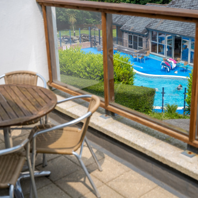 Balcony with pool view