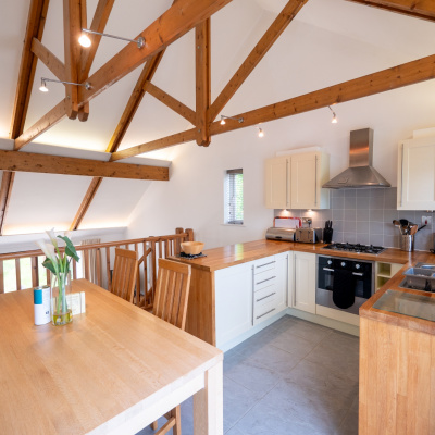 Mezzanine kitchen and dining area