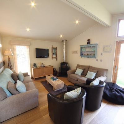 Living area and log burner