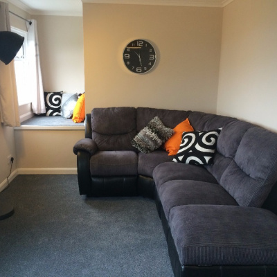 The living area and window seat