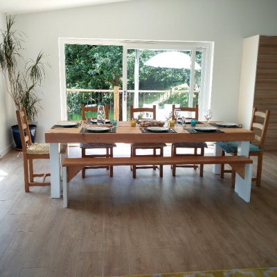 Dining area with access to breakfast deck