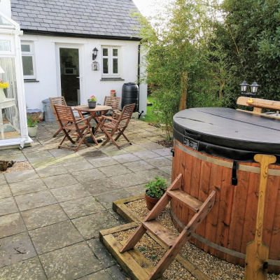 Hot tub on patio