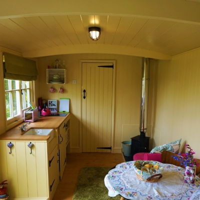 Inside the hut