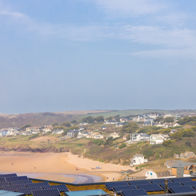 Polzeath beach. View from end of walkway/balcony