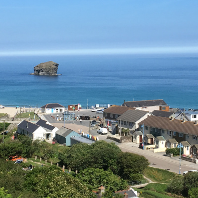 View from top of Tregea Hill to Portreath Beach.