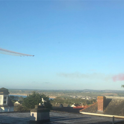 Red Arrows flypast Jun-21. Picture taken from Master Bedroom window