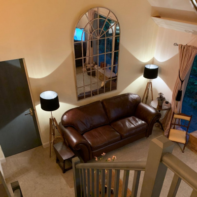 Sitting Room with luxurious leather sofa