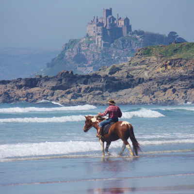 Riding on Perranuthnoe beach!