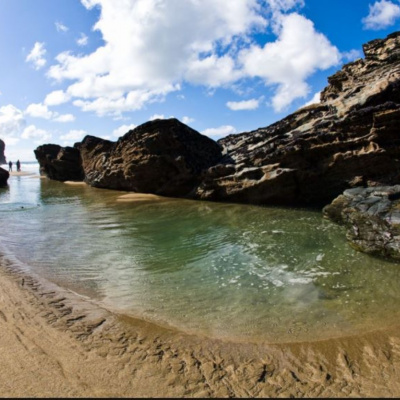 Rock pooling at Trebarwith Strand